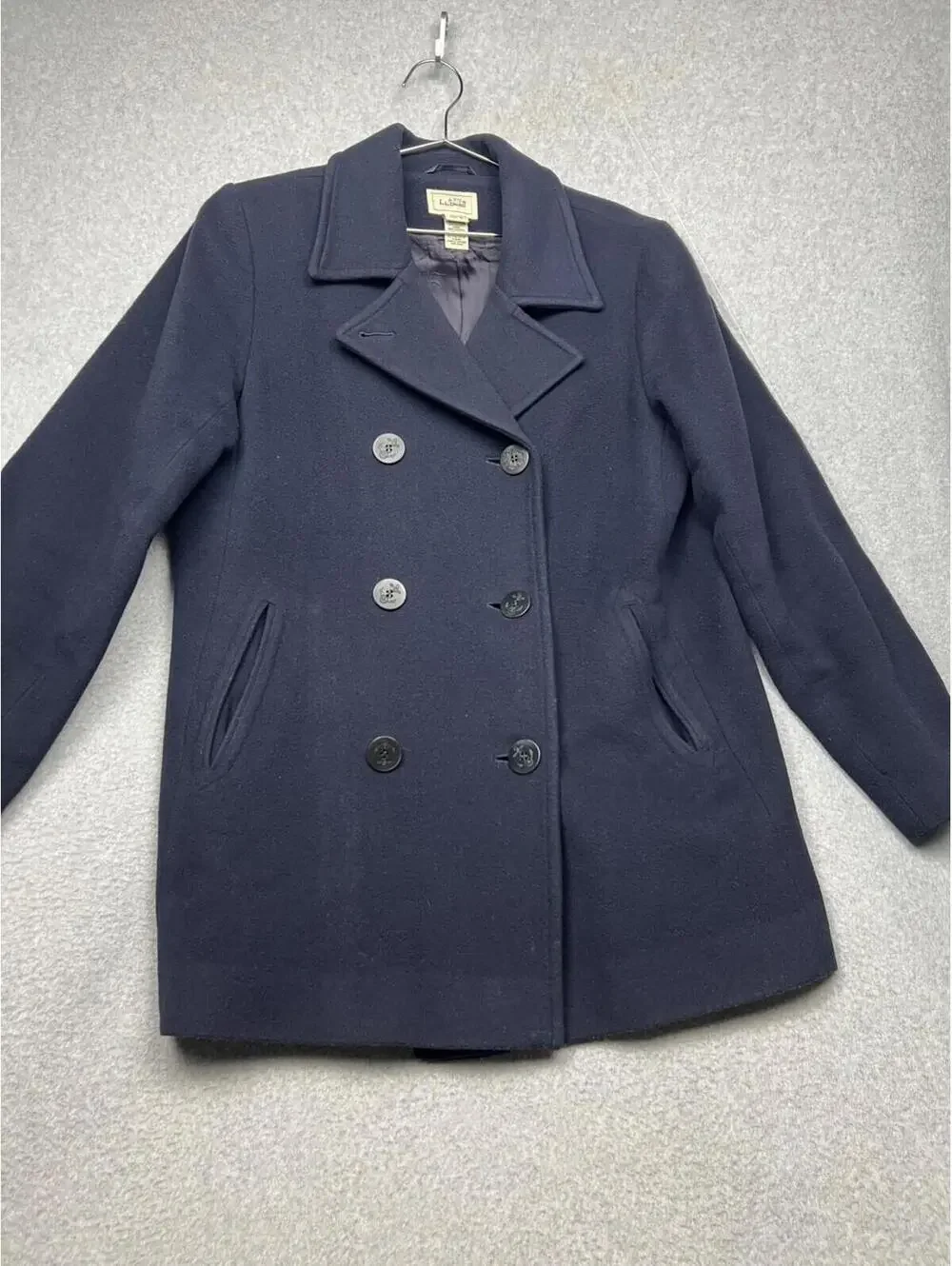 Vintage LL Bean Wool Pea Coat Womens 16 Navy Nautical Classic Classy
